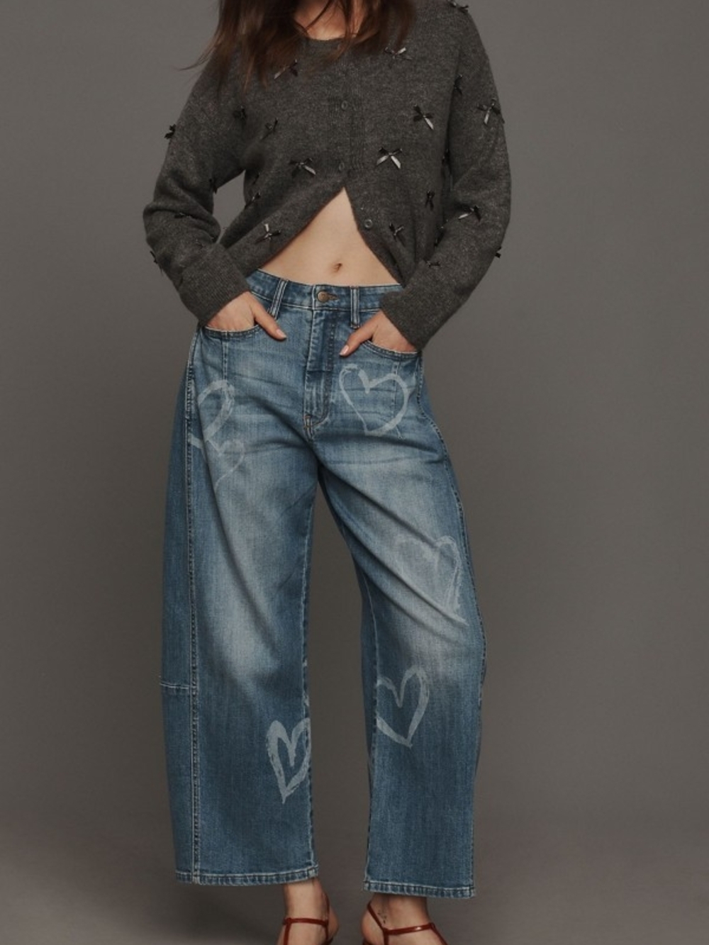 Pilcro The Kenna Mid-Rise Heritage Barrel Jeans Heart Icon Edition Sizes 28 - Picture 4 of 14